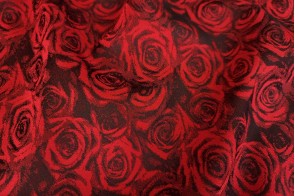 Brocado Rosas Rojo
