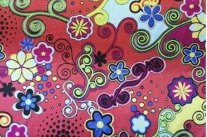Raso Carnaval Flores Rojo 2